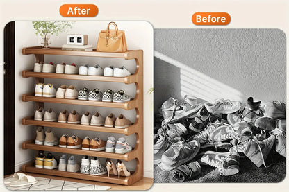 Multi-Tier Shoe Storage Rack, Compact Space-Saving Easy Assembly, Square Shelves for Entryway Dorms Apartments Home Desk Drawer