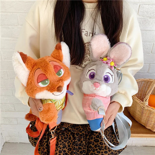 New Zootopia Doll Crossbody Bag Cartoon Judy Hopps Shoulder Bag Holiday Gift Large Capacity Portable Storage Commuter Bag
