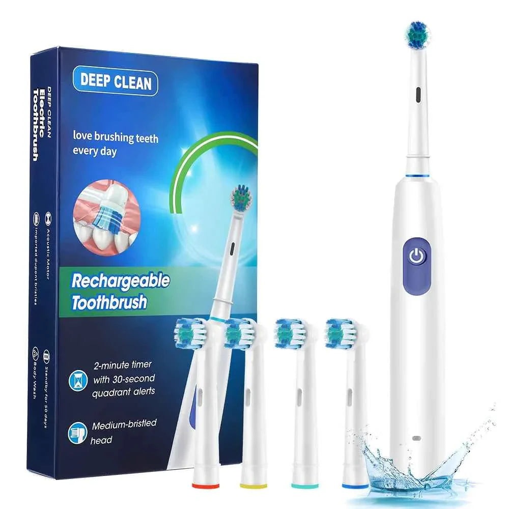 Electric ToothbrushRotating for Adults Deep Cleaning Teeth Tooth Brush Rechargeable Power Smart Timer with 8 Brush Heads
