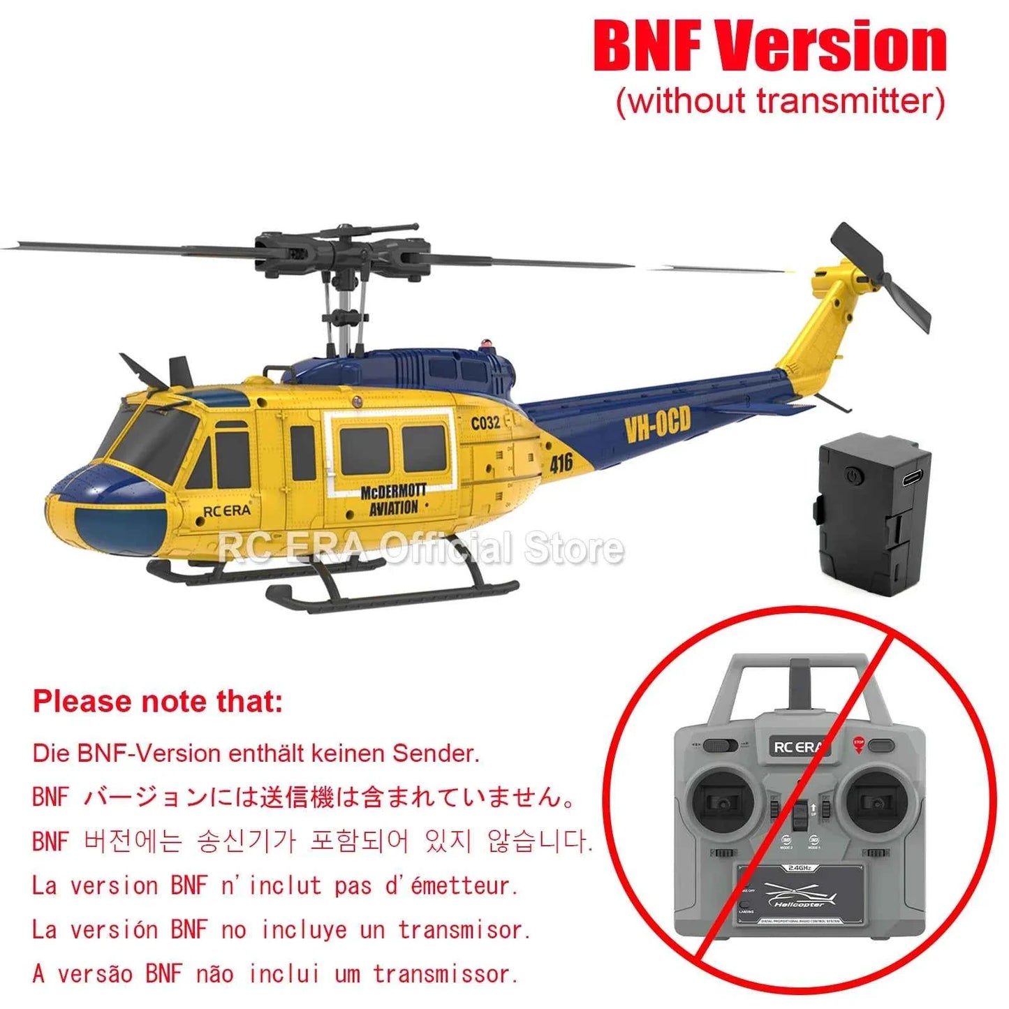 RC ERA Weathered Marine C032 UH1Huey One Click Inverted Flight TOF Optical Flow Gyro Stabilized RC Helicopter for Adults