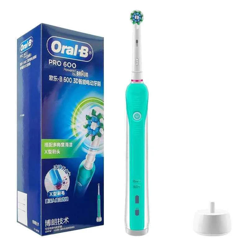 Oral B Electric Toothbrush Pro600 3D Action Daily Clean Pressure Sensor Gum Care Waterproof Rechargeable 7-Day Battery Life