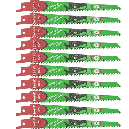 10Pcs 6-9.5-12 Inch Long Reciprocating Saw Blades 5-6Tpi Hcs 150mm Saber Blades for Cutting Wood Pvc for Bosch Makita Dewalt DIY Tool