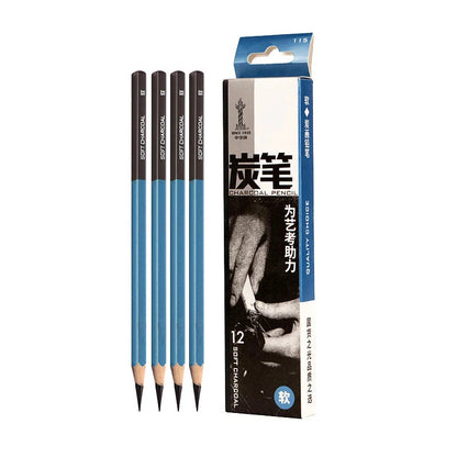 Master Specialized Sketch Charcoal,Hard, Neutral, Soft Refills,Drawing Pencils,Art Student Fine Arts Supplies 12 pcs Box TB-01