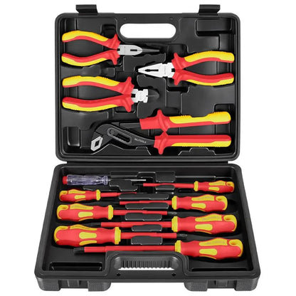 Insulated Screwdriver amp Pliers Set, 1000V Electrical Tools for Electrician Magnetic Phillips Slotted Pozidriv Tips