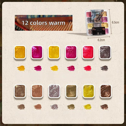 12/98/150/180 Colors Pearl Solid Water Color Paint Set Portable Professional Watercolor Painting School Art Supplies Stationery