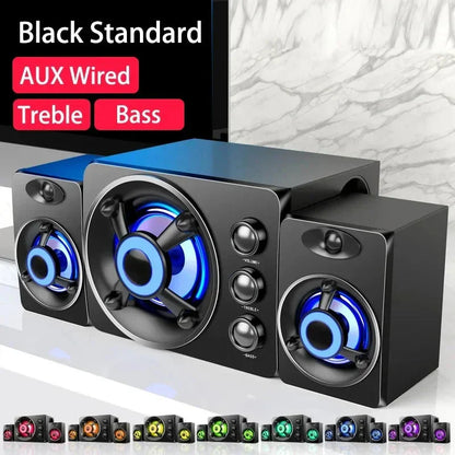 HIFI 3D Stereo Speakers Upgrade With LED Light AUX USB Wired Wireless Bluetooeh 5.0 Audio Home Theater Surround Sound Bar TV