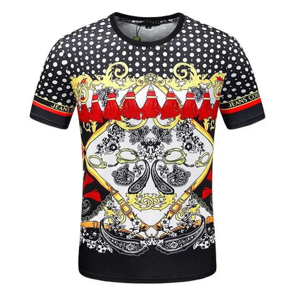 Men's and Women's Summer T-shirts 3D Printed Baroque Royal Luxury Small Floral Round Neck Short Sleeve Loose Oversized Nice Top
