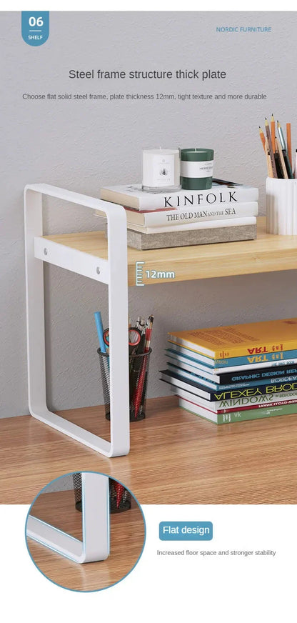 Shelf Desktop Storage  Bookshelf Student Desk Shelves Racks Office Computer Desk Tiered Cabinet Home Storage Holders Organizer
