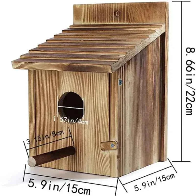 Wooden Bird House Outdoors Garden Decorative Bird Nests Tree Pine Wood Birds Cages Cheap Small Parrot Nesting Pet Supplies