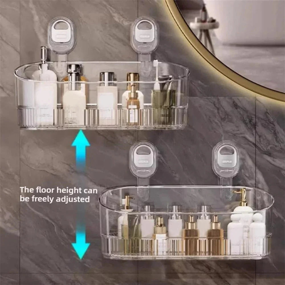Multi-functional Bathroom Shelf with Suction Cup No Drilling Needed Shower Caddy for Shampoo Conditioner Soap Razors kitchen ﻿