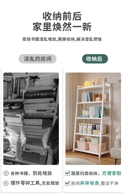 Household Multi-layer Wrought Iron Shelves Ins Wind Simple Floor Storage Display Cabinet Trapezoidal Shelf Bookshelf