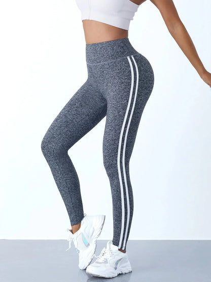 MODX High-Waist Striped Seamless Yoga Leggings - Sculpting & Tummy Control Gym Tights