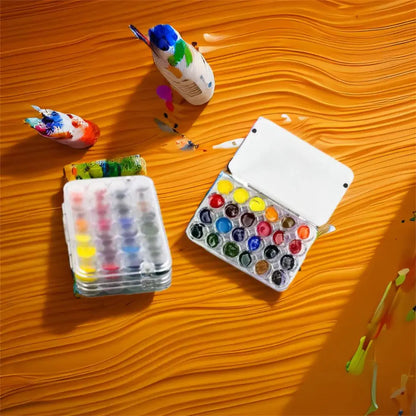 Art Supplies 24 Grids Mini Watercolor Palette Transparent Empty Watercolor Paint Tray Sealed Acrylic Paint Box Student Outing