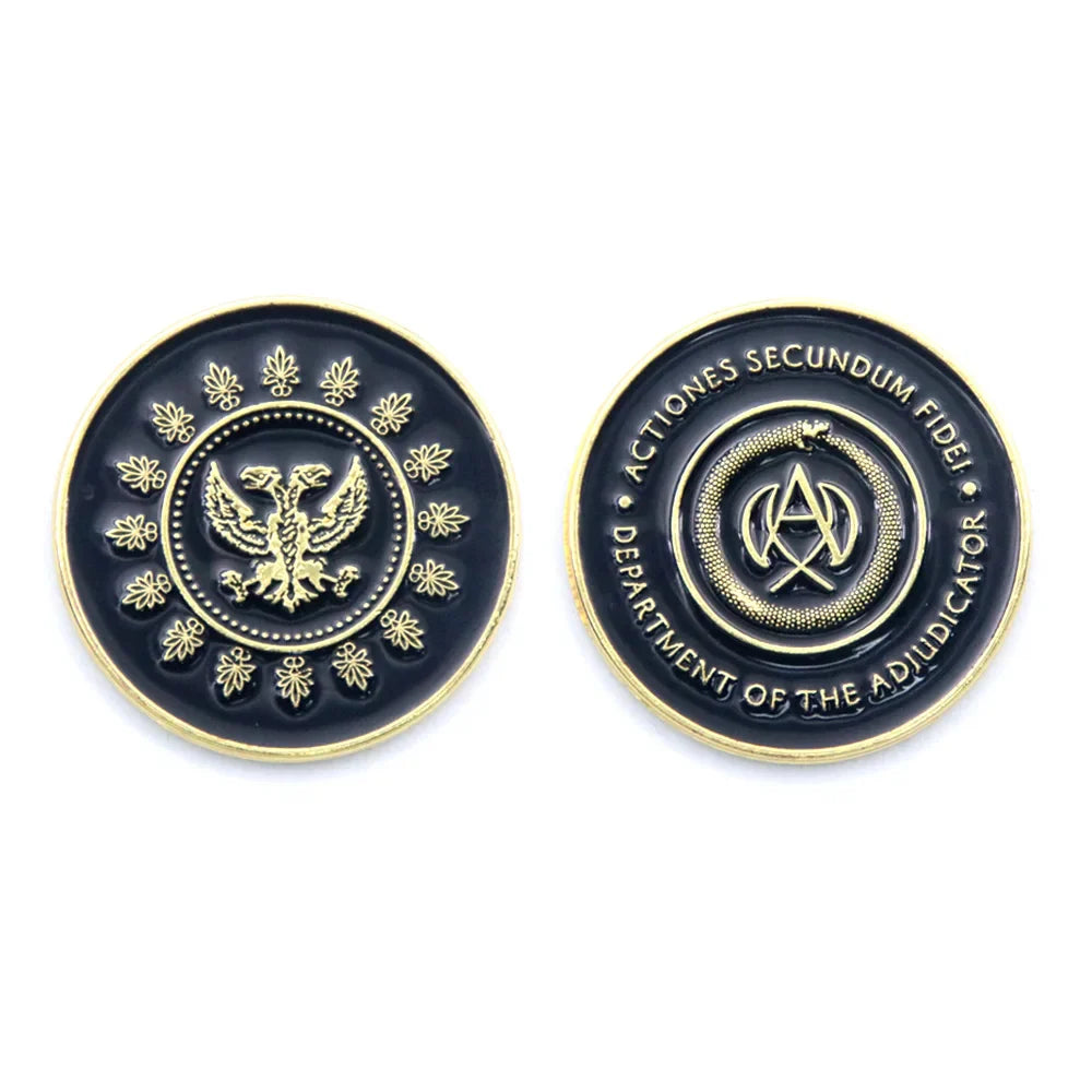 Big Size John Wick 4 Blood Oath Marker Coin Keychain Gold and Adjudicator Coin Metal Prop Accessories Collection Gift