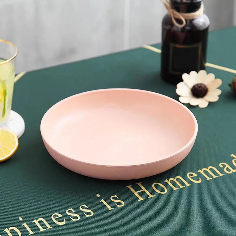 Wheat Fiber Plate Microwave Plastic Plates Dinner Plate BPA Free Food Grade Round Shape Food Dish Fruit Salad Dish Kitchen Plate
