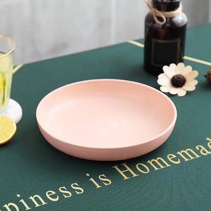 Wheat Fiber Plate Microwave Plastic Plates Dinner Plate BPA Free Food Grade Round Shape Food Dish Fruit Salad Dish Kitchen Plate