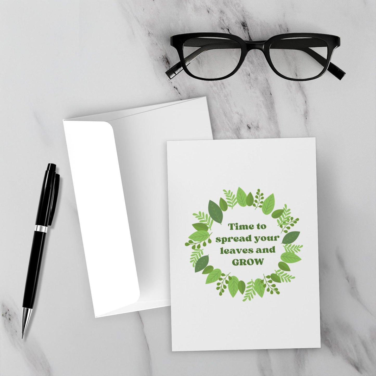 Botanical Leaf Graduation Card – Blank Inside With Envelope