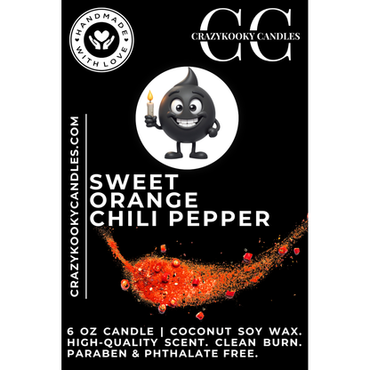 SWEET ORANGE CHILI PEPPER - Funny Candle, Scented Coconut Soy Candle, 6oz