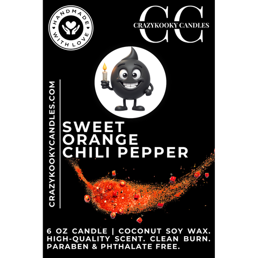 SWEET ORANGE CHILI PEPPER - Funny Candle, Scented Coconut Soy Candle, 6oz