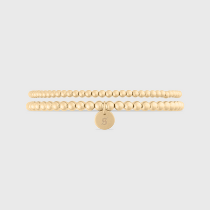 old english initial juno double bracelet stack (3+4mm)
