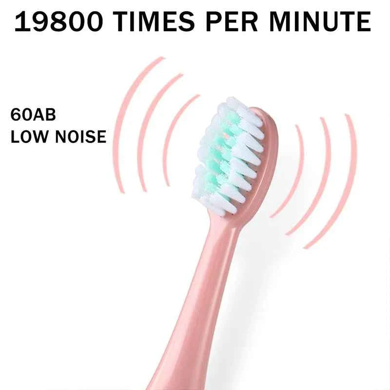 Sonic Children Electric Toothbrush Bright Cartoon With Replacement Heads Ultrasonic Rechargeable Soft Hair Brush Oral Cleaning