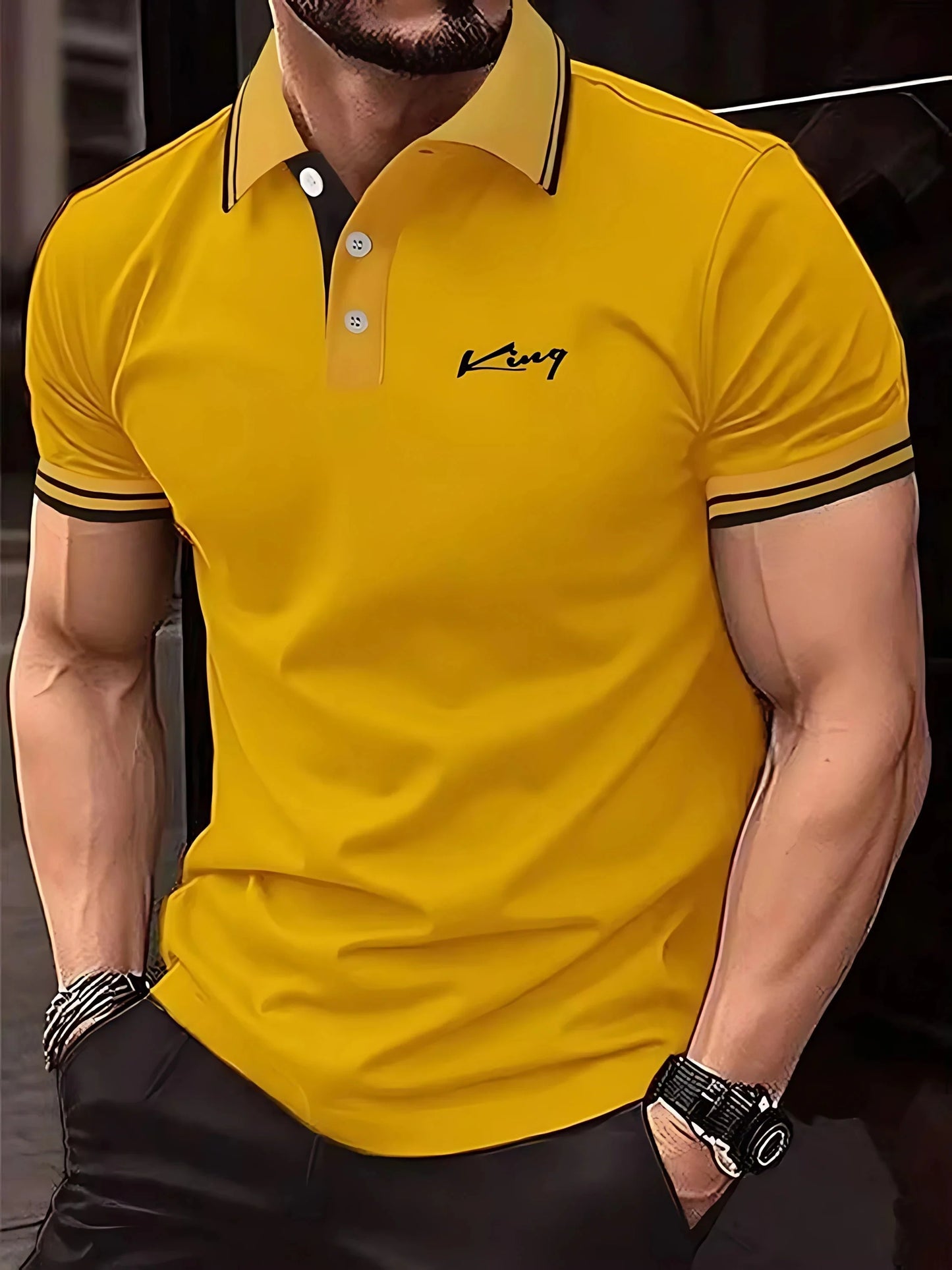 The 2025 summer new men's POLO shirt is breathable sweat-absorbent casual and simple with letter print for men