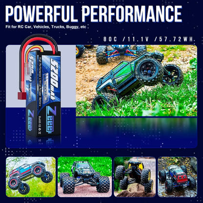 Zeee 3S LiPo RC Battery 11.1V 5200mAh 80C Hardcase w/ Plugs