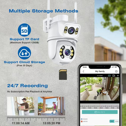 8MP 4K Dual Lens Wifi Camera Ai Auto Tracking Waterproof Security CCTV Video Surveillance Camera Police Light Alarm IP Camera