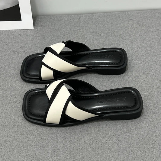 Women’s Comfort Slides: Open-Toe Low Heel Rubber Sandals