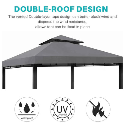 Grill Gazebo Replacement Canopy Roof, Outdoor BBQ Gazebo Top, Double Tiered Shelter Cover Roof ,for Yard Patio Garden Sunshade