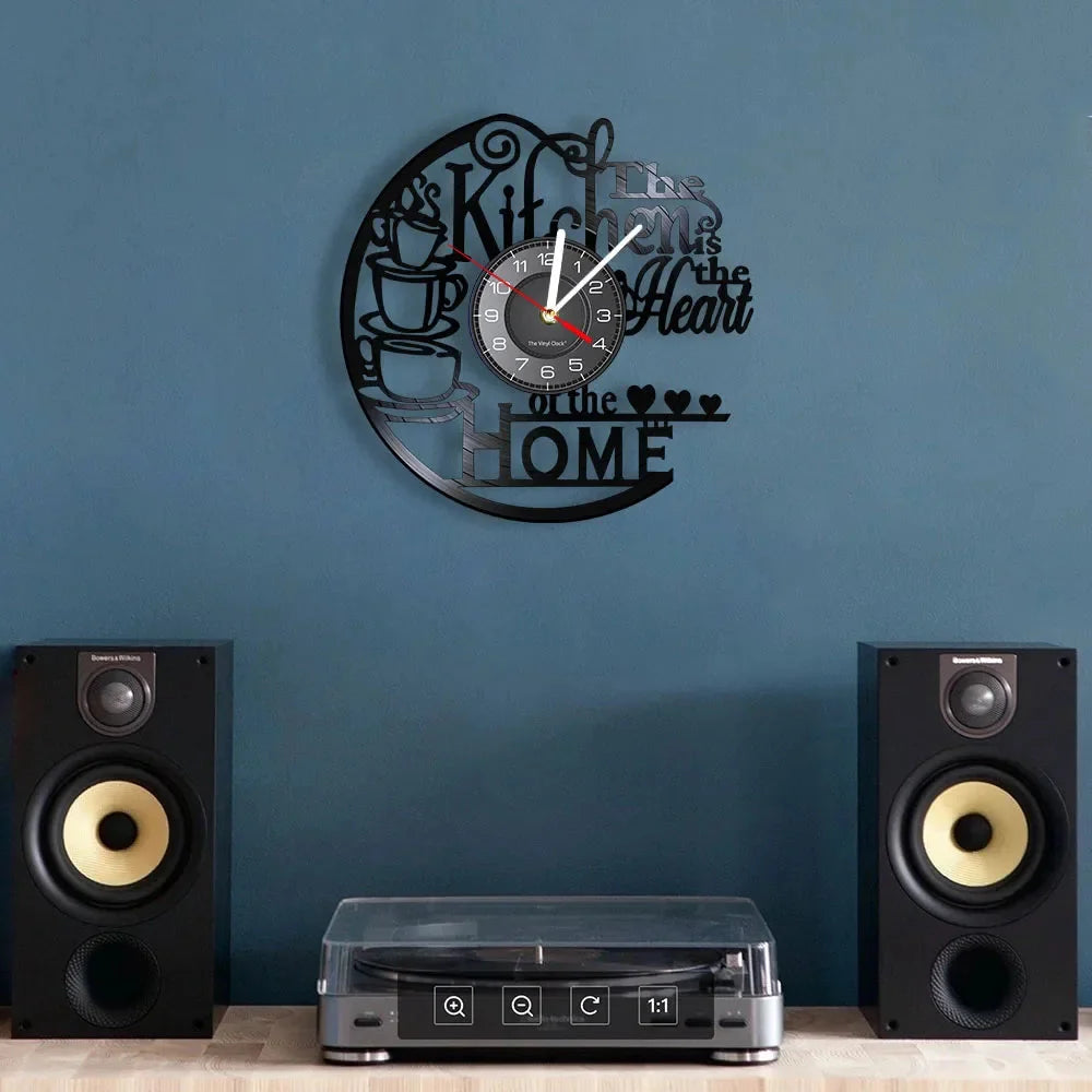 The Kitchen The Heart Of The Home Inspired Vinyl Record Clock Modern Design Vinyl Wall Watch Kitchen Decor Noiseless Timepieces