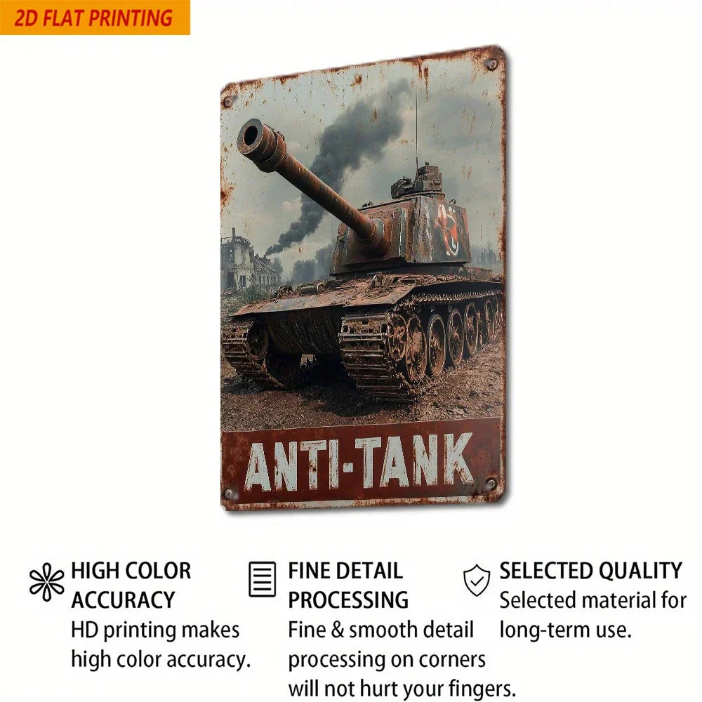 Vintage German Tiger Tank Aluminum Metal Sign - Rustic Wall Art for Home, Bar, Cafe, Garage - 8x12 Inch Gift for Military Fans