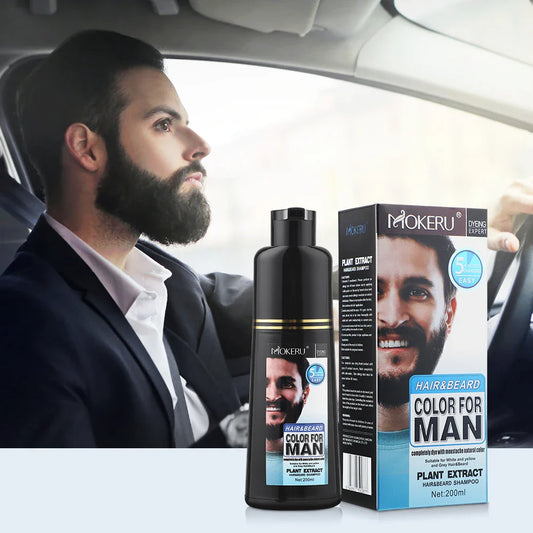 Natural Permanent Beard Dye Shampoo Repair White Grey Hair Removal Instant Mustache Dying Blacking Fast Beard Coloring for Men