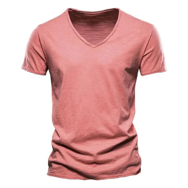 2025 New  Men T Shirt Tops V Neck Thin Short Sleeve Tees High Quality Men's Fashion Fitness Hot T-shirt For Men