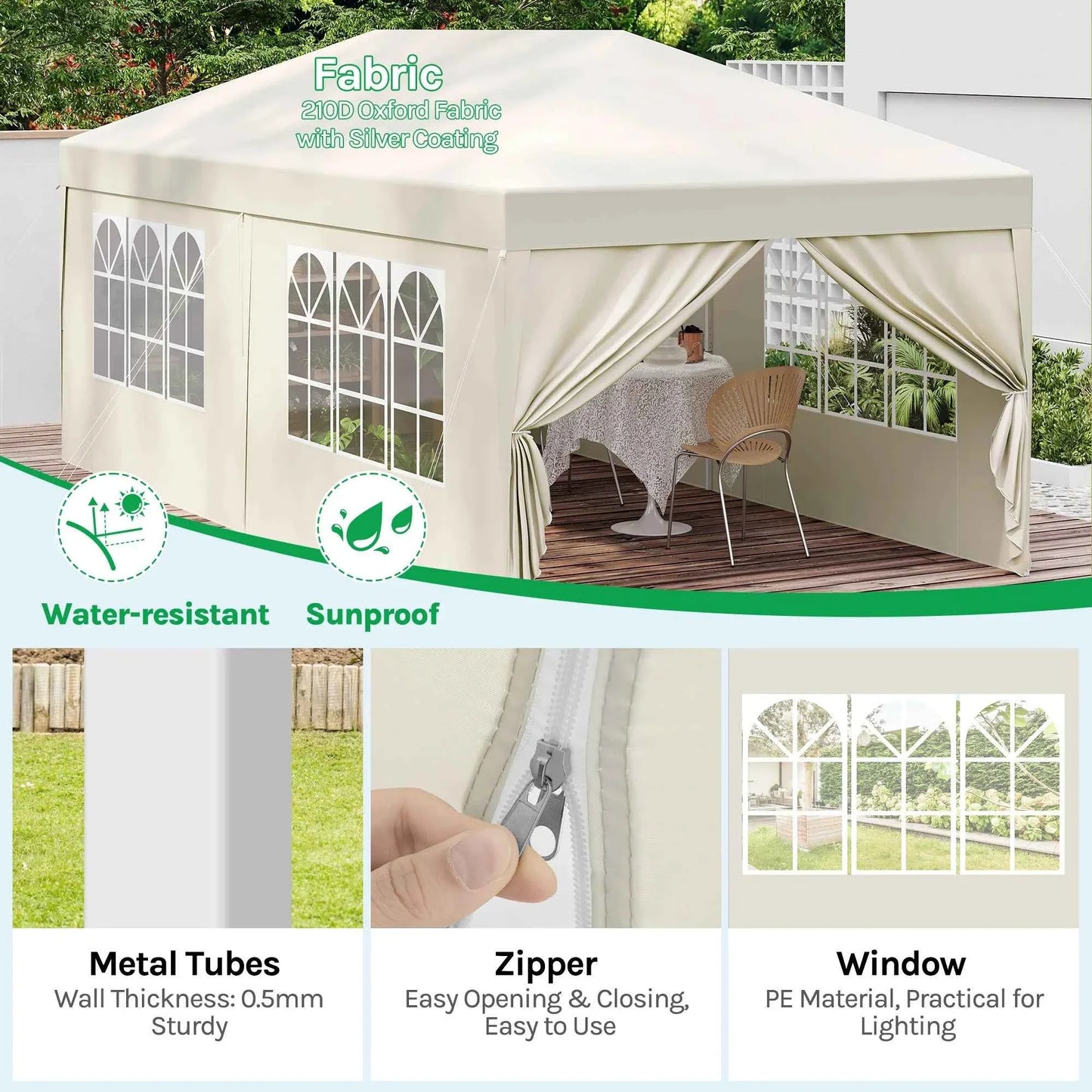 Pop Up Folding Gazebo Garden Gazebo Marquee Pergola Waterproof Windproof UV Protection party tent for Garden Camping Beach BBQ