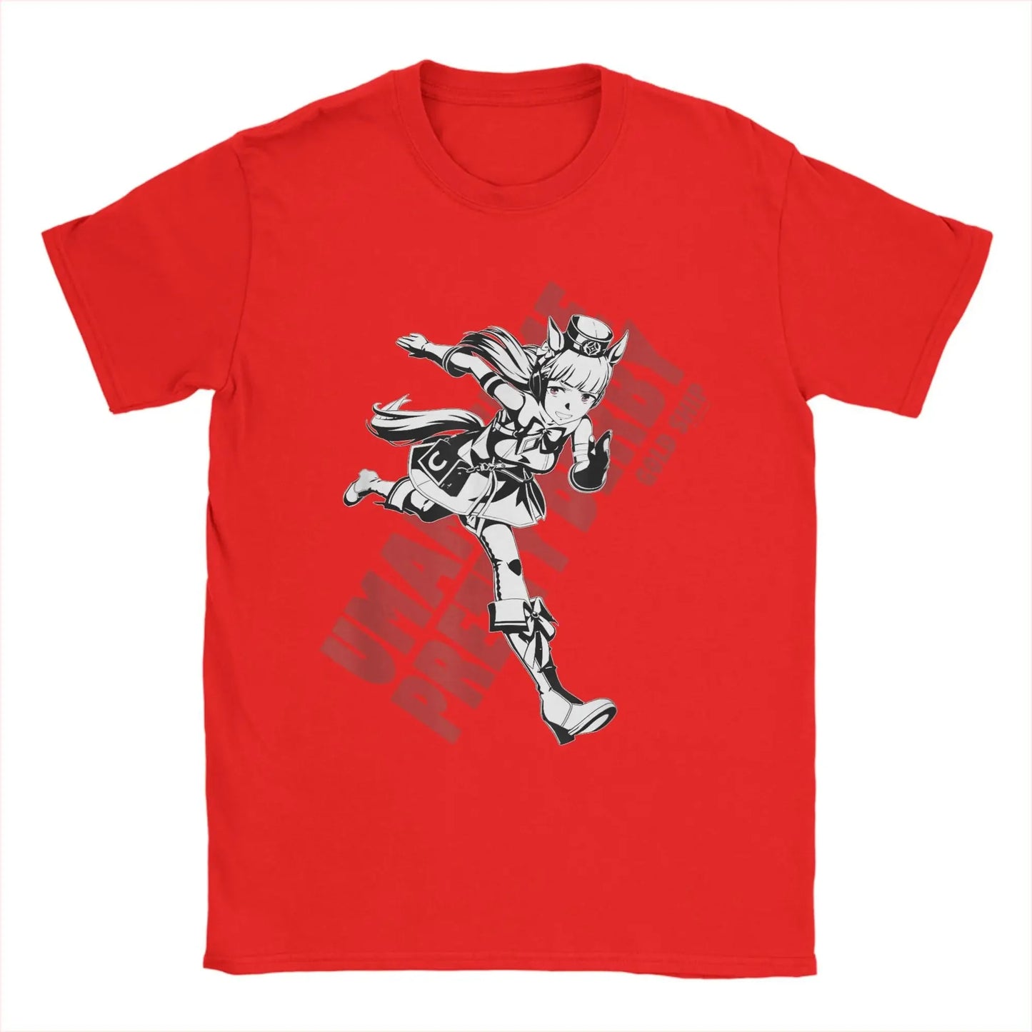Men T-Shirts Umamusume Pretty Derby Gold Ship Funny Pure Cotton Tees Short Sleeve  T Shirts Crewneck Tops Party