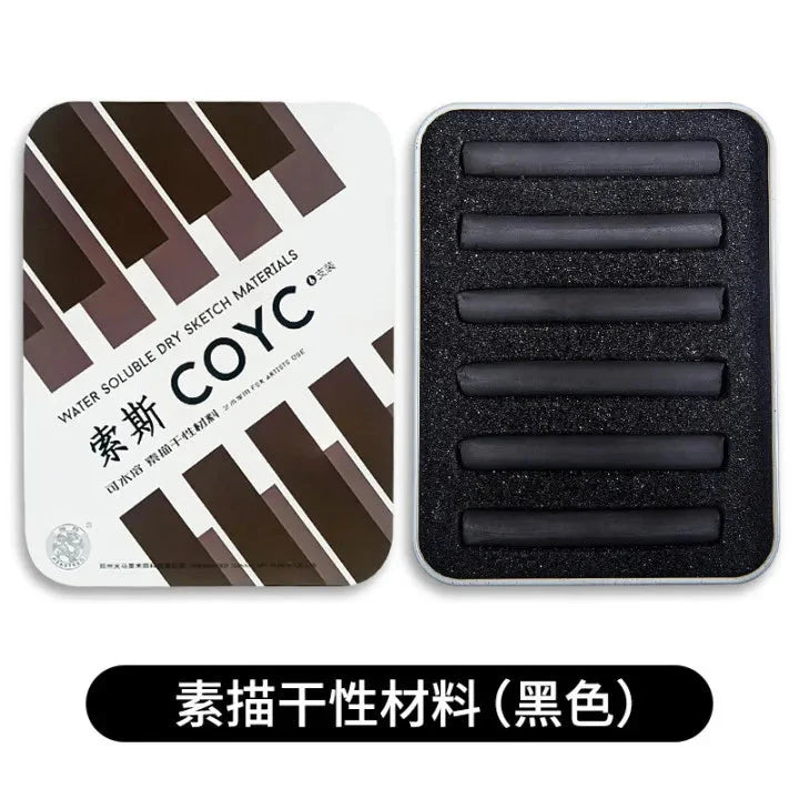 4 Pcs/box Sketch Charcoal Water-soluble Sketching Dry Materials Charcoal Brushes Charcoal Strips Art Painting Supplies