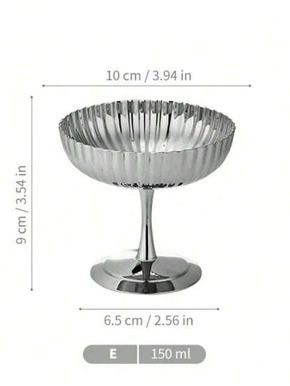 1pc Dessert Plate, Vegetable Bowl, Stainless Steel Ice Cream Cup, Tall Cup, Afternoon Tea Pudding Dessert Cup Cute Plates