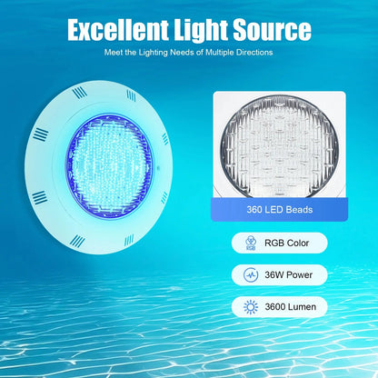 Underwater Light RGB Swimming Lamp IP68 Waterproof ABS 36W  Fountain Lighting 7 Color Changing