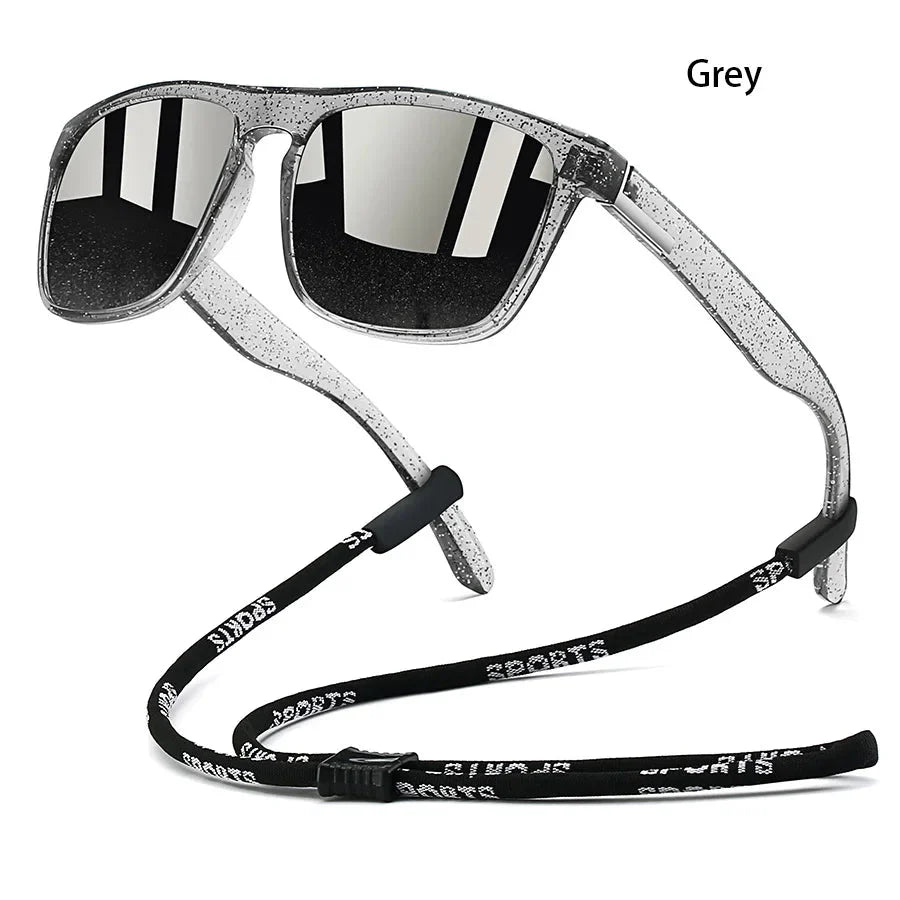 Sunglasses with Chain for Men and Women, Classic Square, Driving, Fishing, Colorful, Lightweight, Outdoor Safety Goggles