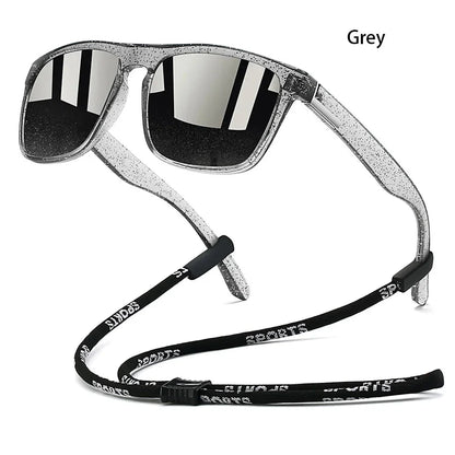 Sunglasses with Chain for Men and Women, Classic Square, Driving, Fishing, Colorful, Lightweight, Outdoor Safety Goggles