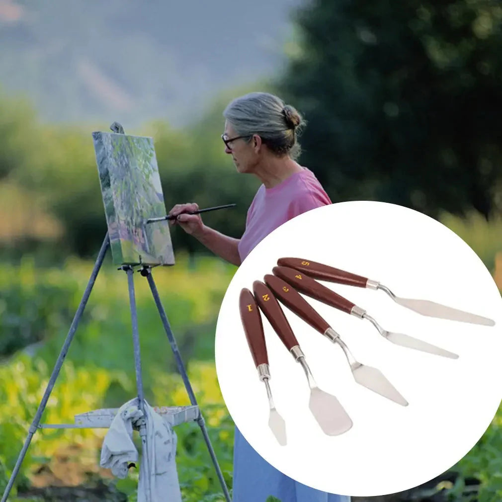 Hot 5PCS Stainless Steel Scraper Spatula Art Supplies for Artist Canva Oil Paint Color Mixing Palette Knife Painting Wholesale