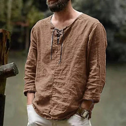 New Spring and Summer Long-sleeved T-shirts for Men's Hot European and American Men's Solid Color Trend