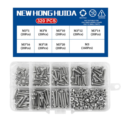 M1 M1.2 M1.4 M1.6 M2.5 M3 304 Stainless Steel Round Head Cross Small Screw Set Metric Thread Machine Bolt Assortment Kit Set