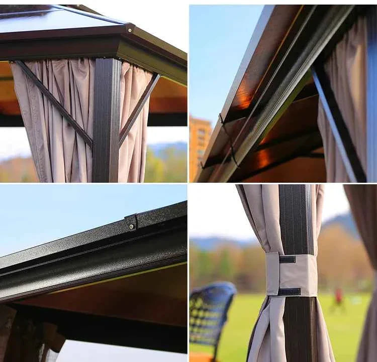 Direct Sales Double Roof Gazebo Aluminum Frame Waterproof Sun Shelter for Garden Outdoor Patio Rustproof Canopy