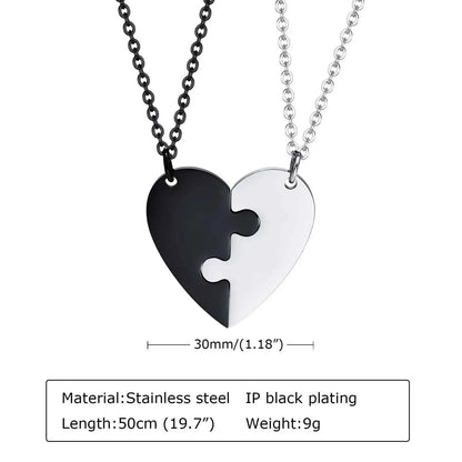 Custom Engrave BFF Friendship Necklaces for 2 Best Friends Gifts, Couple Heart Love Forever Pendant Female BFF Necklaces Set