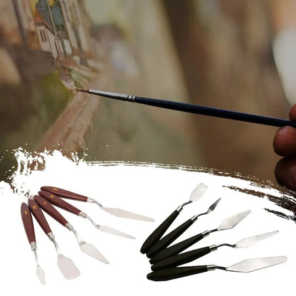 Hot 5PCS Stainless Steel Scraper Spatula Art Supplies for Artist Canva Oil Paint Color Mixing Palette Knife Painting Wholesale