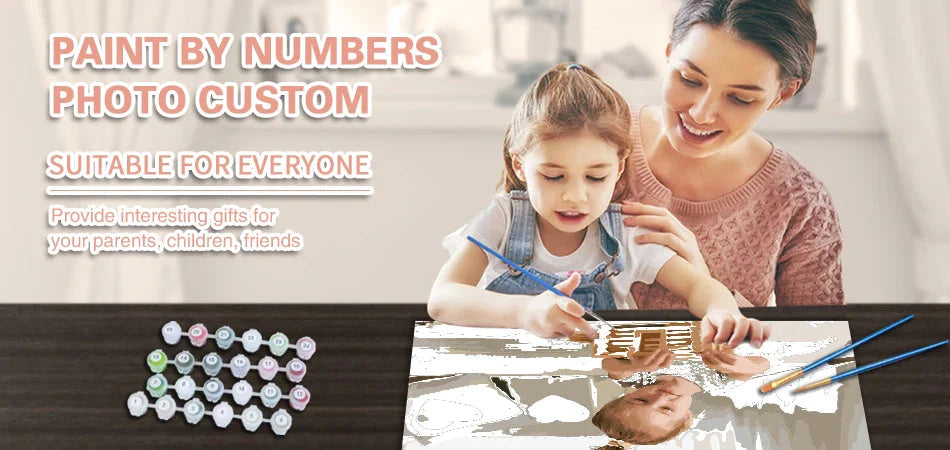 24/36 Color Personalised Paint By Numbers Photo Custom DIY Oil Painting By Number Picture Canvas Portrait Family Children Photo