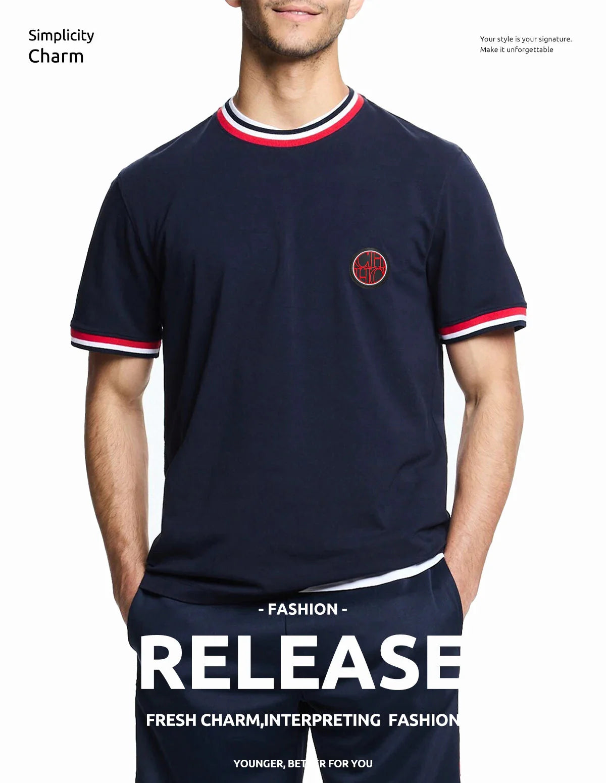 Mens T Shirts Cotton Mens Casual Short Sleeve Solid Stripe O Neck Soft T-Shirts Basic 2025 Men's Loose Fit Tee Shirt Tops