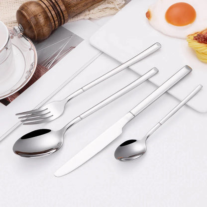 Elegant Thin Silver Cutlery Set - Mirror Polished Stainless Steel Tableware